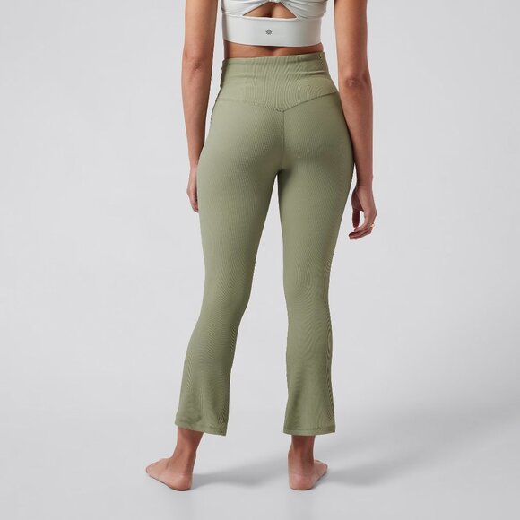 Athleta Elation Rib Crop Flare Leggings Eucalyptus Olive Green Plus Size 2X - Picture 2 of 9
